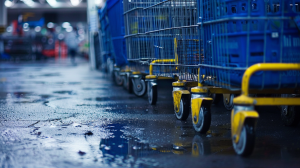 Corral de carros en Gretna Louisianna Walmart con pisos resbaladizos