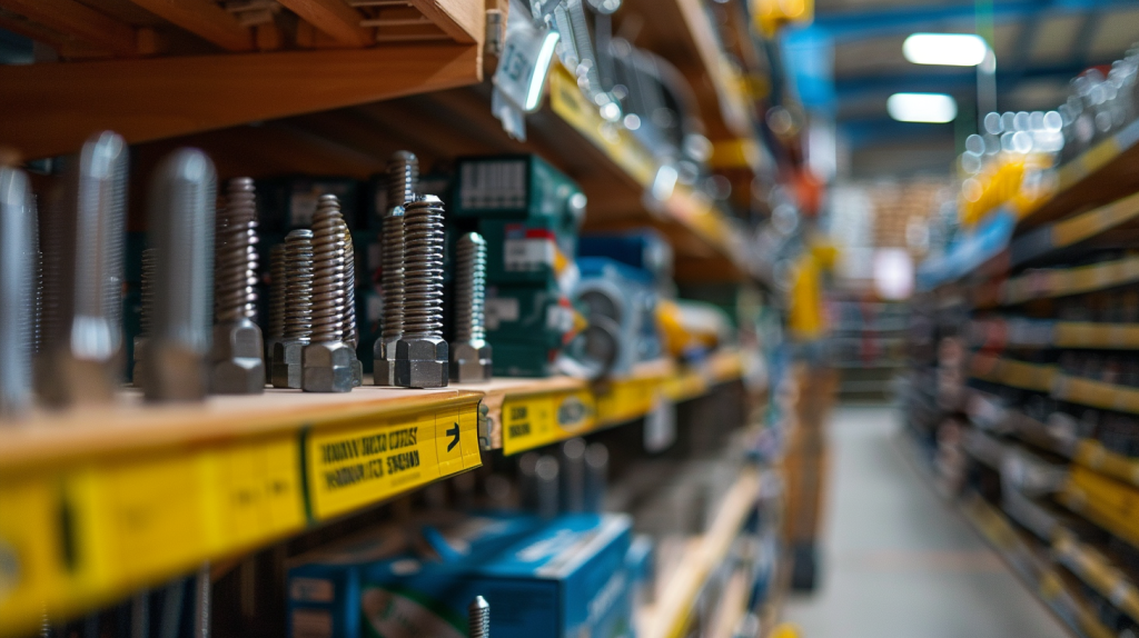 Un tornillo peligroso sobresale de un estante en Lowe's en Kentucky