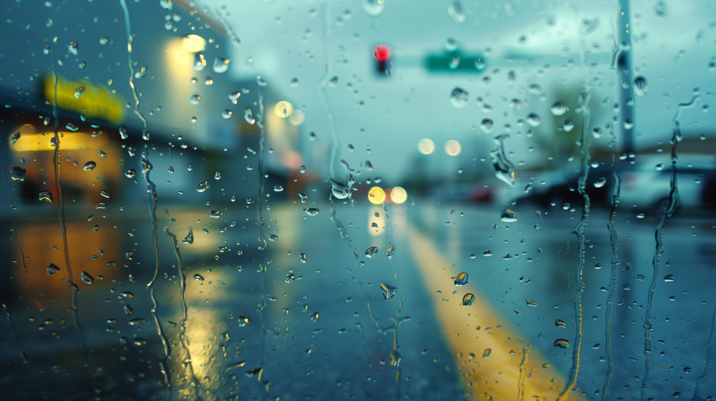 lloviendo afuera de un walmart