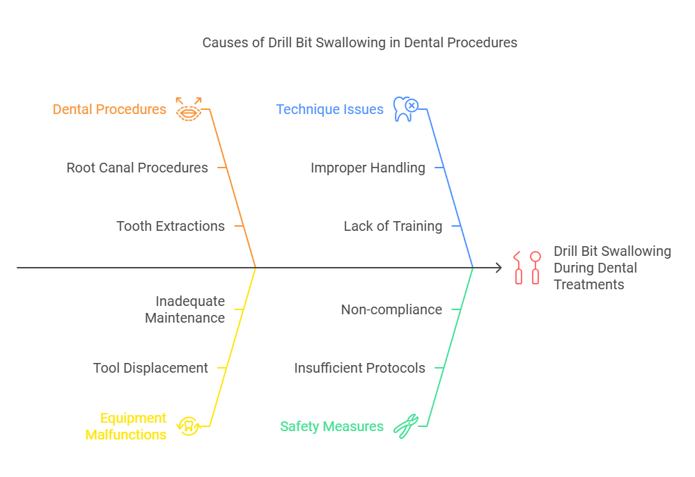 Causas de la ingestión de brocas en procedimientos dentales