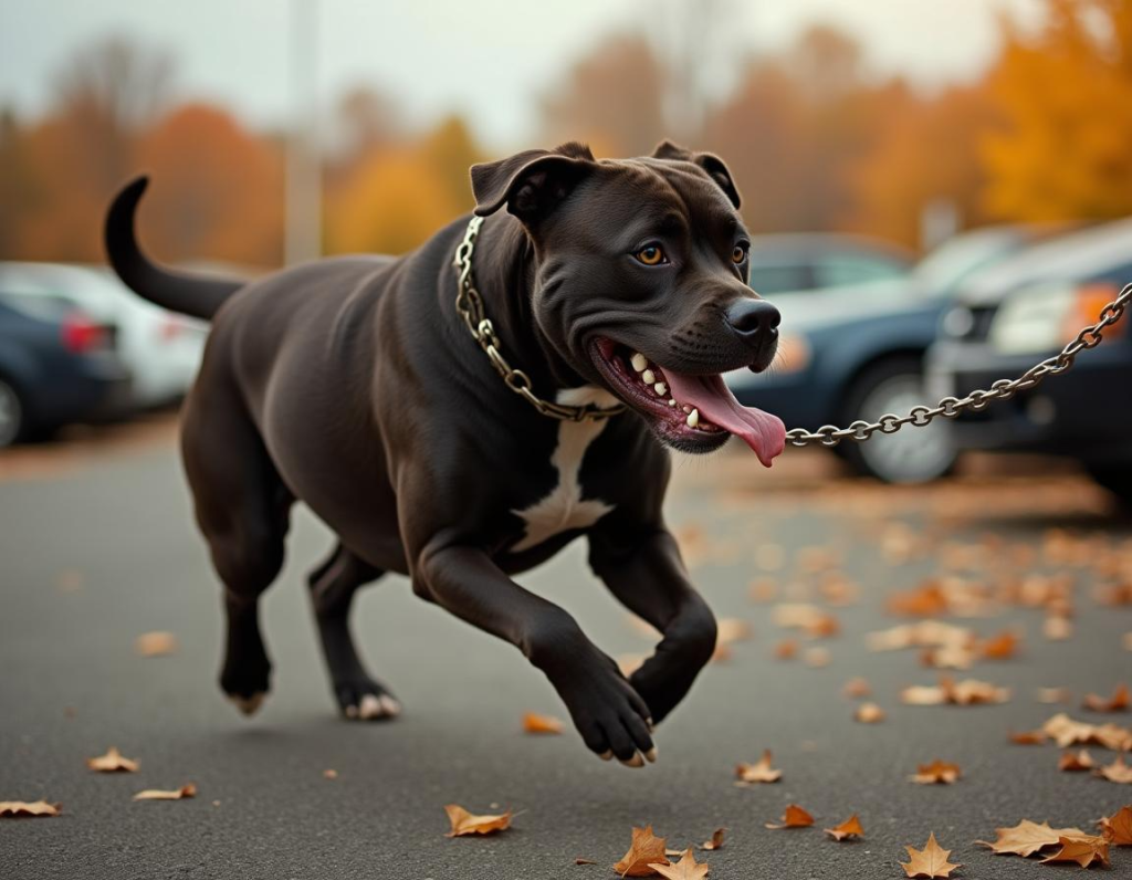 Pitbull en el estacionamiento de Walmart