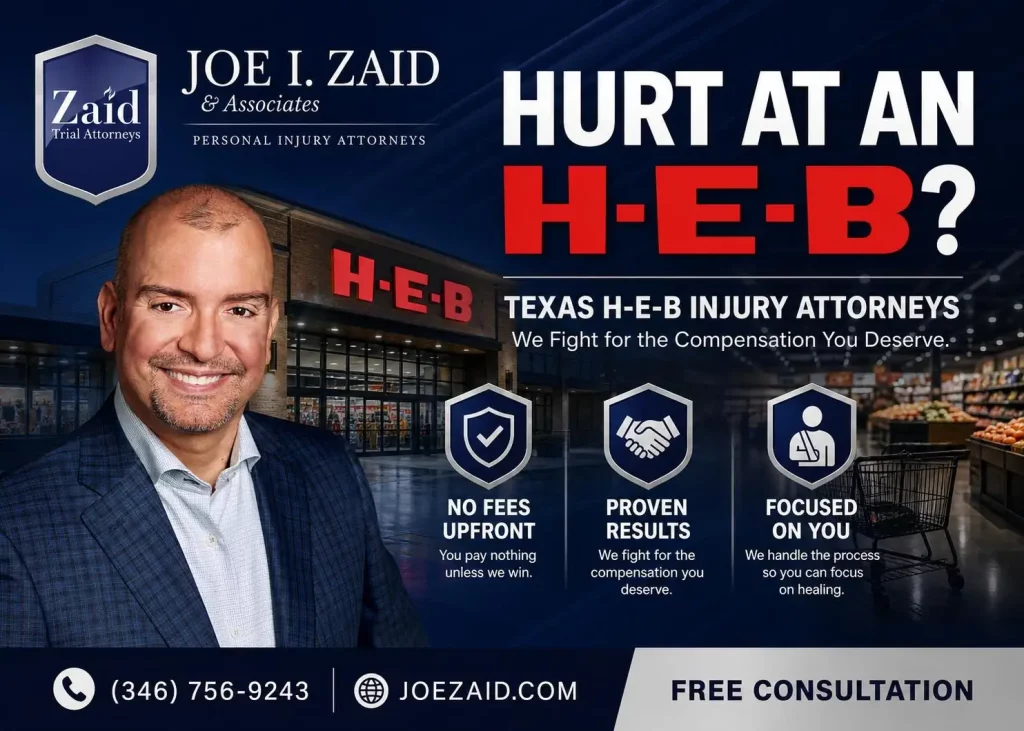 HEB injury attorney graphic displaying the benefits of an HEB injury lawyer