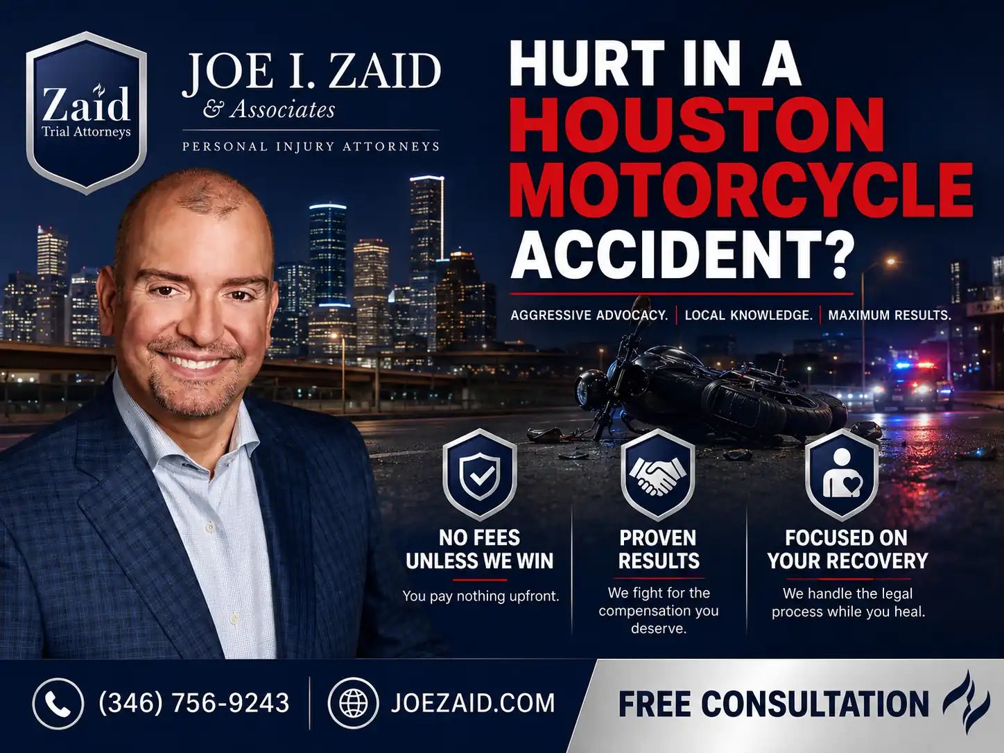 Infographic for a Houston motorcycle accident attorney and why it is important to call a lawyer after an injury from an accident