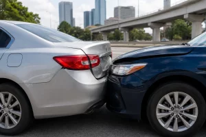 Small fender bender resulting in potential injury that may need to be handled by a car accident lawyer