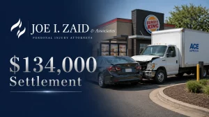 Commercial truck rear-ended vehicle with Joe Zaid's settlement value listed at $134,000