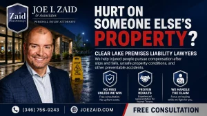 Clear Lake Premises liability lawyer infographic by Joe I. Zaid & Associates on why a lawyer can help after an accident