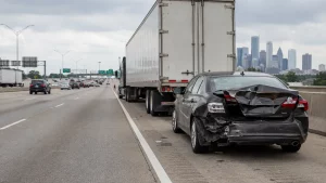 Truck accident between a truck and a car after truck driver was the liable party