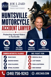 Infographic explaining common injuries a Huntsville motorcycle accident lawyer handles