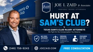 Sam's Club injury attorney infographic explaining the importance of a lawyer after an injury at sam's club