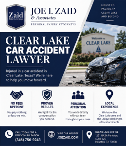 An infographic explaining how important it is to hire a clear lake car accident lawyer after being injured in the clear lake, texas area