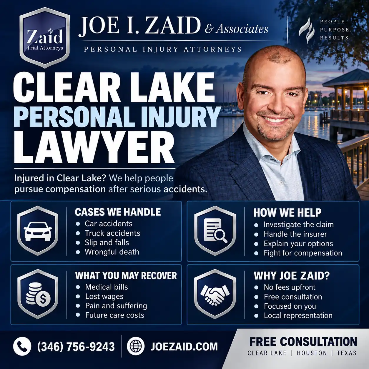 Clear lake personal injury lawyer infographic explaining the various types of injuries that can create a claim and viable case