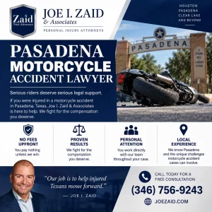 Pasadena motorcycle accident lawyer infographic explaining what to do after getting injured in a motorcycle crash