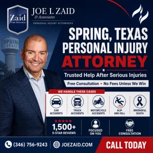 Spring, Texas Personal injury attorney infographic explaining the types of accidents personal injury lawyers handle