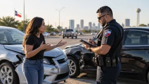 Woman getting a wrong police report after a car accident