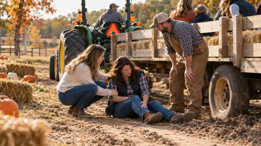 Woman who fell off a hayride and injured herself